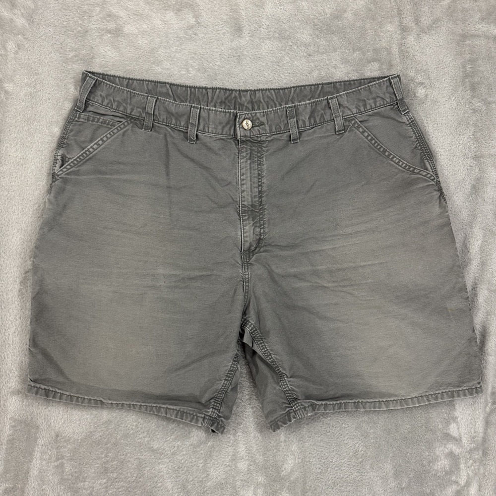 Carhartt Shorts Mens 42 Green Canvas Loose Distressed Carpenter Hammer Loop